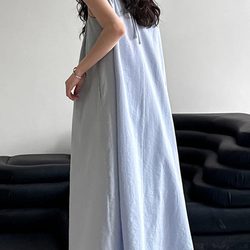 Load image into Gallery viewer, Women White Blue Knot Elegant Big Size Long Vest Dress New Halter Sleeveless Fashion Tide Spring Summer 2025 1DJ1282

