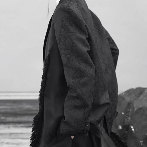 Load image into Gallery viewer, Solid Spliced Appliques Blazers For Women Lapel Long Sleeve Temperament Patchwork Button Coats Female Fashion Style
