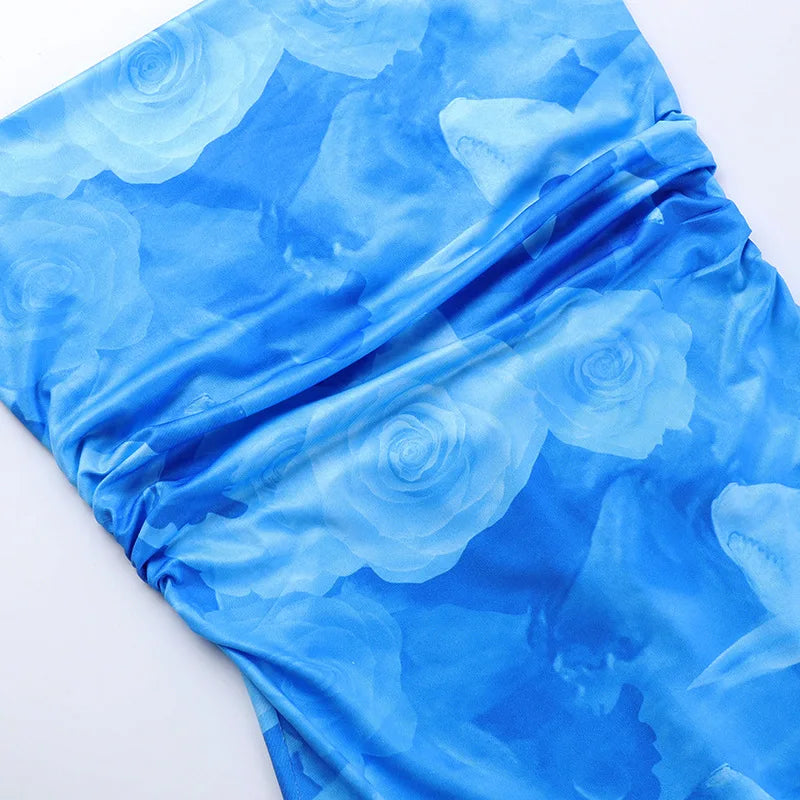 Spaghetti Strap Print Maxi Dress For Women Gown Summer New Sleeveless Backless Bodycon Club Party Long Dress Fashion