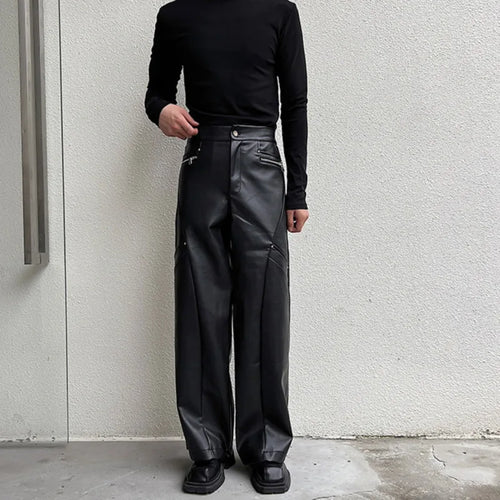 Load image into Gallery viewer, Men&#39;s Trousers New Fashionable PU Leather Wide Leg Casual Pants Korean Style Versatile Baggy Strtwear Trend Male C2993
