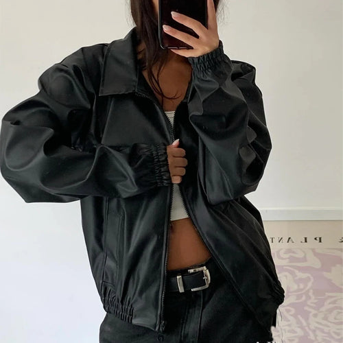 Load image into Gallery viewer, Black Leather Jacket, Autumn Retro Trendy Brand, High Street Spicy Girl High-end Jacket Winter Clothes Women 2024
