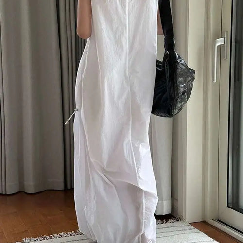 Load image into Gallery viewer, Women White Gray Big Size Long Elegant Thin Dress New Square Collar Sleeveless Fashion Tide Spring Summer 2025 1DH6054

