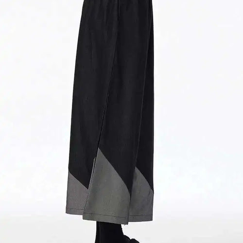 Load image into Gallery viewer, High Elastic Waist Black Denim Color-block Long Wide Leg Jeans New Women Trousers Fashion Tide Spring Autumn 2025 1DH6715
