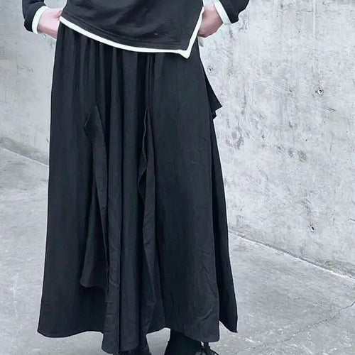 Load image into Gallery viewer, High Elastic Waist Black Irregular Spliced Long Wide Leg Pants New Trousers Women Fashion Tide Spring Autumn 2025 1DH5094
