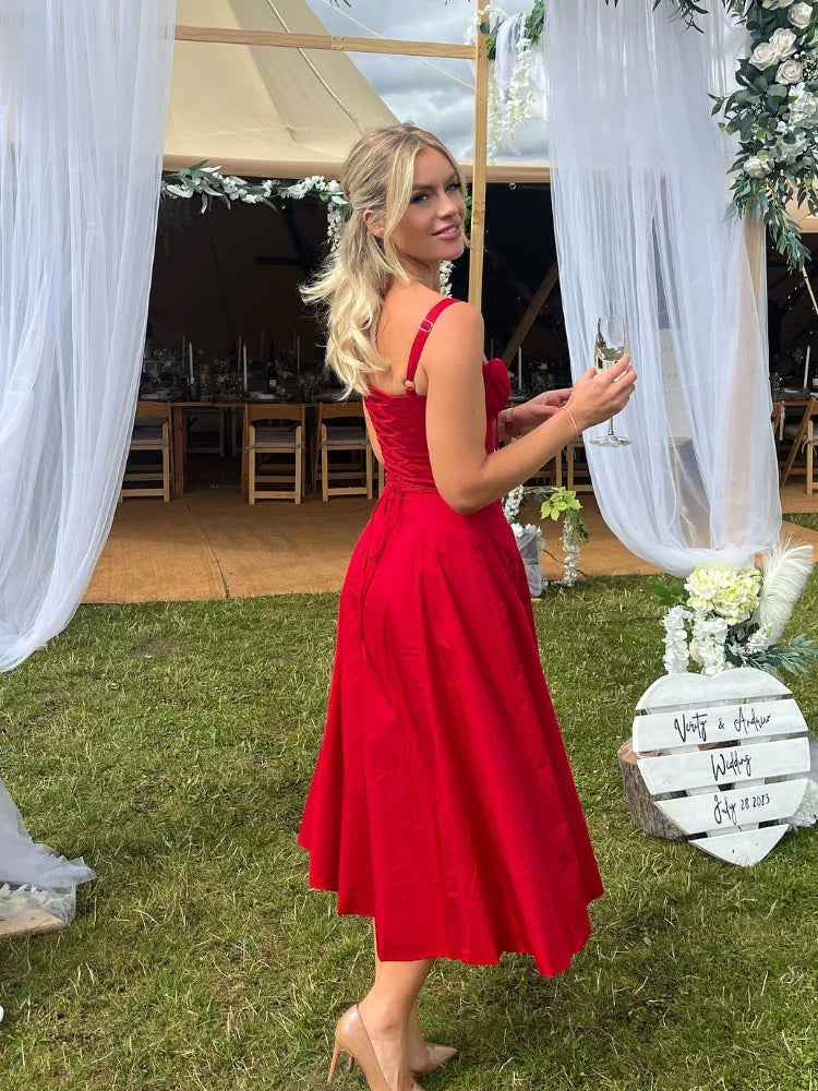 Full Lining Elegant Lace Up Holiday Party Dresses Midi Sexy Spaghetti Strap Split Dress White Summer Dress Women 2023