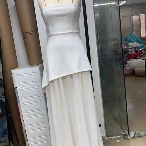 Load image into Gallery viewer, Elegant Strapless Sexy Maxi Dress For Women Gown With Scarf Off-shoulder Sleeveless Backless Split Beach Long Dress
