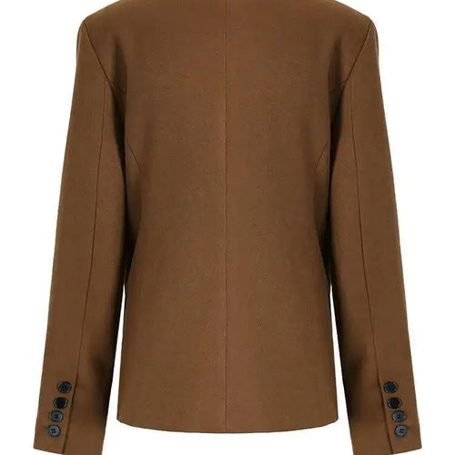 Load image into Gallery viewer, Women Brown Hem Pleated Irregular Elegant Slim Blazer New Lapel Long Sleeve Jacket Fashion Tide Spring Autumn 2025 7AB1120
