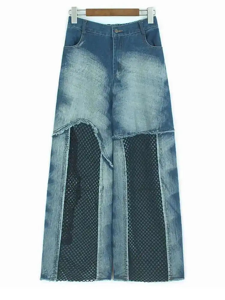 Big Size Denim Vest Wide Leg Pants Two Piece Suit New V-Neck Sleeveless Women Fashion Tide Spring Autumn 20251DH9963