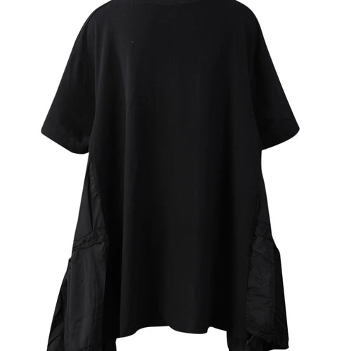 Load image into Gallery viewer, Women Black Ruffles Irregular Big Size Mini Dress New Round Neck Short Sleeve Fashion Tide Spring Summer 2025 1DH9574
