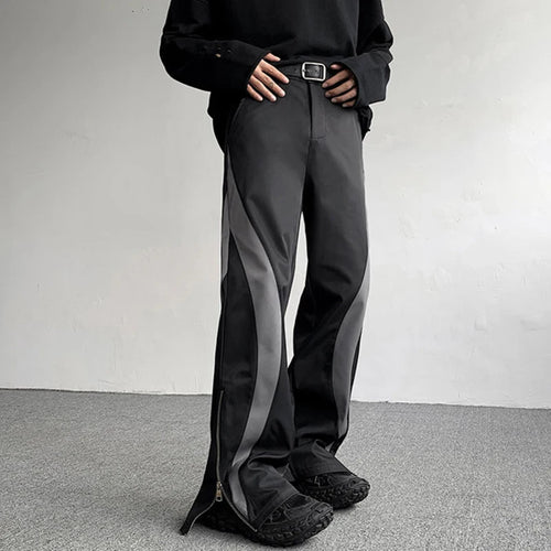 Load image into Gallery viewer, Autumn Men&#39;s Suit Pants Spliced Side Zippers Boot-cut Bottom Straight Leg Contrast Color Male Trousers Fashion 9C6669
