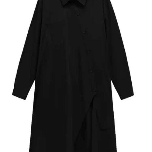 Load image into Gallery viewer, Women Purple Irregular Button Slit Big Size Shirt Dress New Lapel Long Sleeve Fashion Tide Spring Autumn 2025 1DH4827
