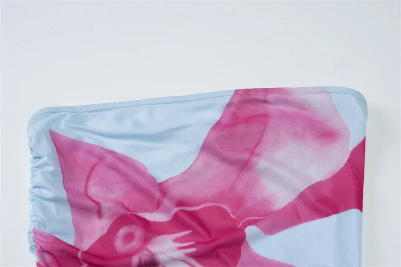 Off-shoulder Print Sexy Maxi Dress Women Gown Summer New Strapless Sleeveless Backless Bodycon Long Dress Elegant