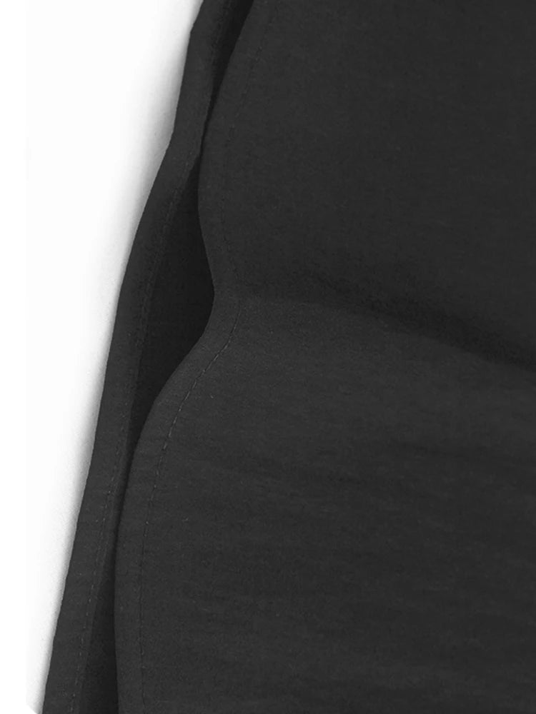 Women Black Irregular Big Size Midi Strap Dress New Square Collar Sleeveless Fashion Tide Spring Autumn 2025 1DJ1229