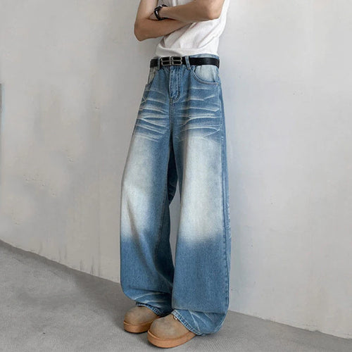 Load image into Gallery viewer, Men's Jeans American Style High Street Distressed Trendy Washed Denim Pants Loose Wide Leg Stylish Male Trousers 9W1709
