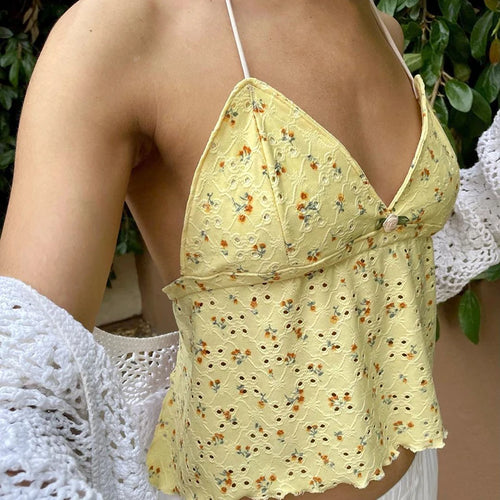 Load image into Gallery viewer, Summer Holidays Backless Halter Top Camisole Tie-Up Sexy Hot Print Tanks Korean Kawaii Summer Crop Tops Women Flowers
