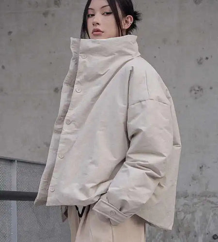Apricot Big Size Warm Cotton-padded Coat Long Sleeve Loose Fit Women Parkas Fashion Tide New Autumn Winter 2025 1DF2663