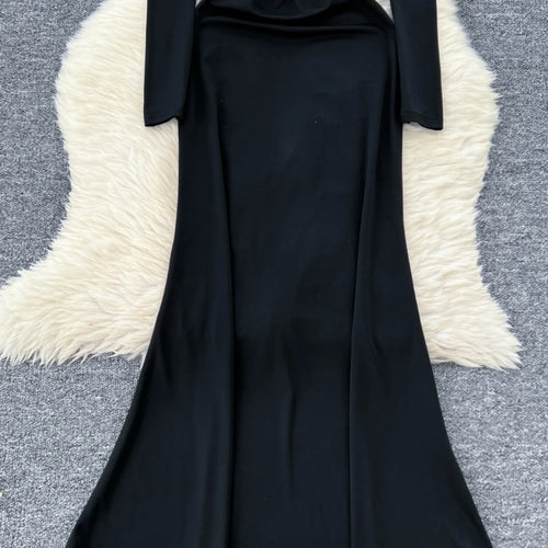 Load image into Gallery viewer, Korean Autumn 2024 New Black Elegant Long Sleeve Vacation Slim Dresses Women Square Collar Temperament Dress Fashion Simplicity
