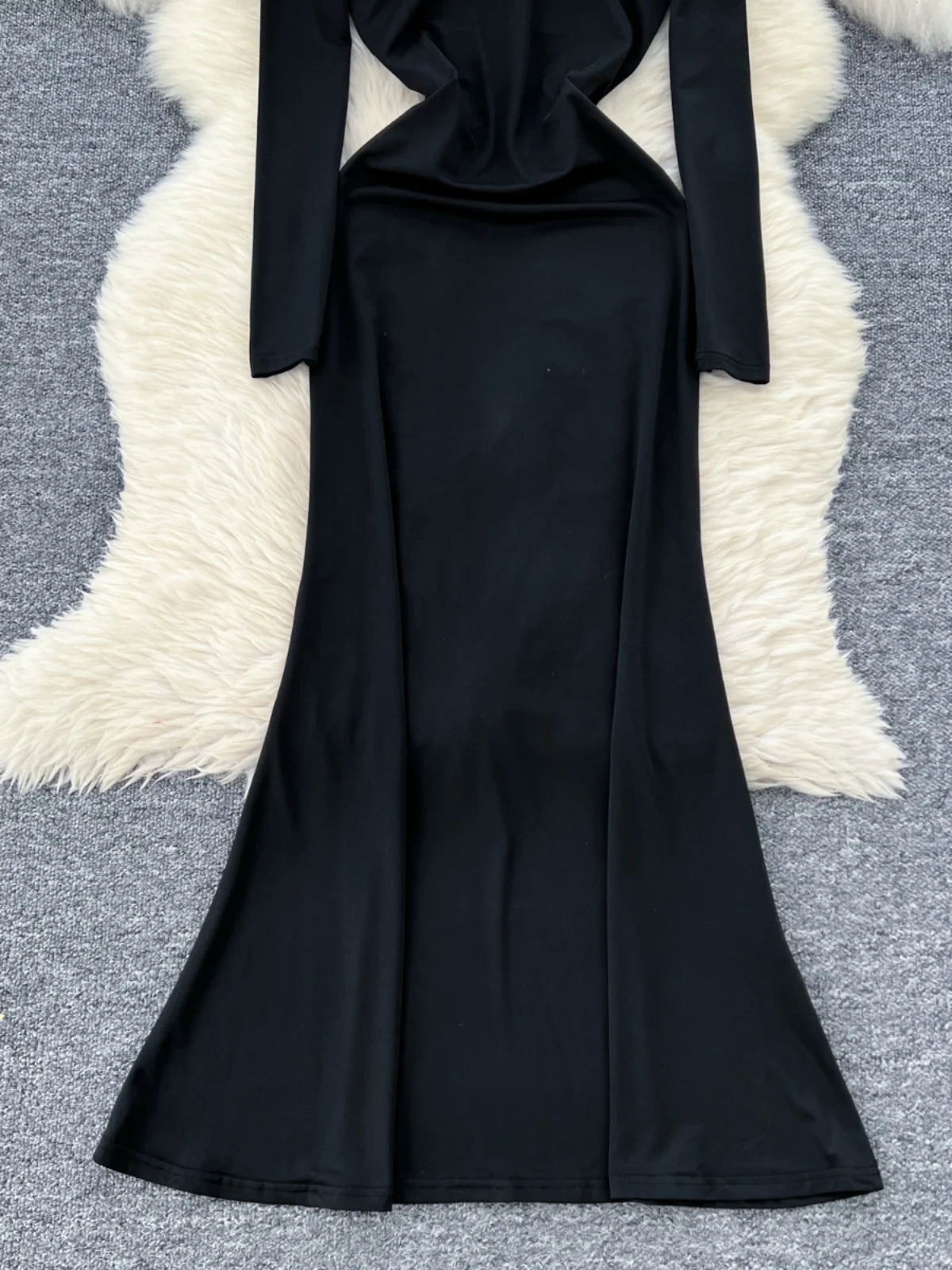 Korean Autumn 2024 New Black Elegant Long Sleeve Vacation Slim Dresses Women Square Collar Temperament Dress Fashion Simplicity