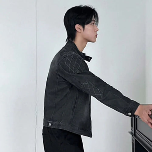 Load image into Gallery viewer, Men&#39;s Short Denim Jacket Male Loose Stand  Collar New Korean Multi Pockets Solid Color Trendy Spring Niche Top 9W1452
