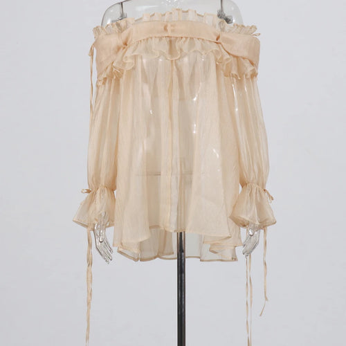 Load image into Gallery viewer, Solid Spliced Lace Up Loose Blouses For Women Slash Neck Long Sleeve Casual Shirts Female Fashion Style Clothes New
