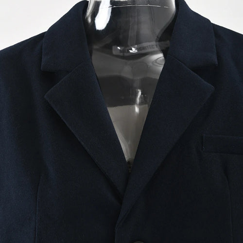 Load image into Gallery viewer, Women Blue Denim Color-block Big Size Trench New Lapel Long Sleeve Windbreaker Fashion Tide Spring Autumn 2025 1DH2825
