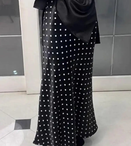 Spring Summer French Vintage Dot Elegant Sexy Club Long Skirts Women High Waist Vacation Slim Wrap Hip Fishtail Half Skirt 2025