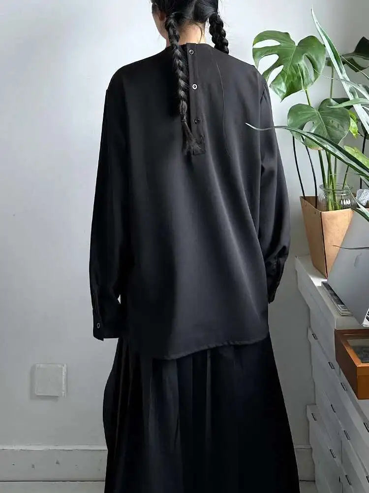 Women White Irregular Plain Color Big Size Blouse New Scarf Collar Long Sleeve Shirt Fashion Spring Autumn 2025 1DJ0507