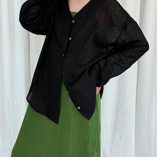 Load image into Gallery viewer, Women Gray Thin Casual Big Size Elegant Blouse New V-neck Long Sleeve Shirt Fashion Tide Spring Autumn 2025 1DJ1695
