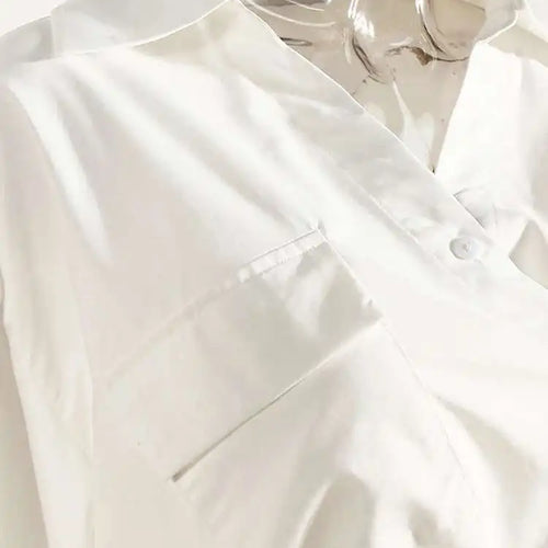 Load image into Gallery viewer, Women White Irregular Bandage Slit Shirt Dress New V-Neck Long Sleeve Loose Fit Fashion Tide Spring Autumn 2025 1DE9884
