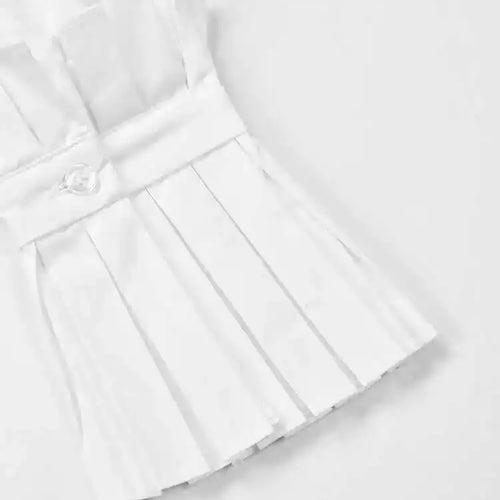 Load image into Gallery viewer, Women White Pleated Big Size Irregular Blouse New Stand Collar Long Sleeve Shirt Fashion Spring Autumn 2025  1DE395100
