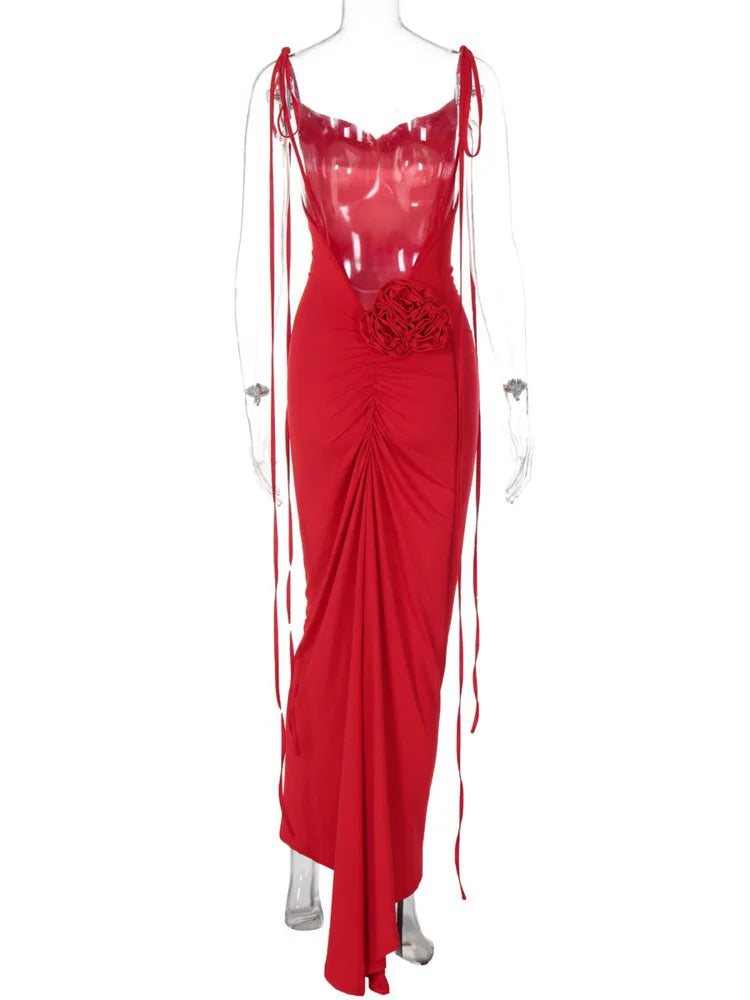 Floral Backless Sexy Maxi Dress Women Fashion Spaghetti Strap Sleeveless Bodycon Club Party Sexy Long Fishtail  Dress