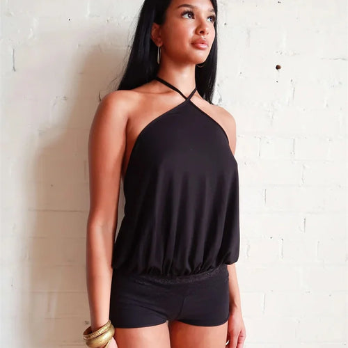 Load image into Gallery viewer, Halter Backless Sexy Mini Dress Women Robe Fashion Summer New Lace Patchwork Sleeveless Pleated Ruffled Club Dress
