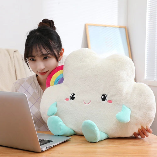 Load image into Gallery viewer, 45cm Cute Rainbow Clouds Plush Pillow Lovely Expression Dolls for Sofa Cushion Home Decor for Girls Birthday Gifts
