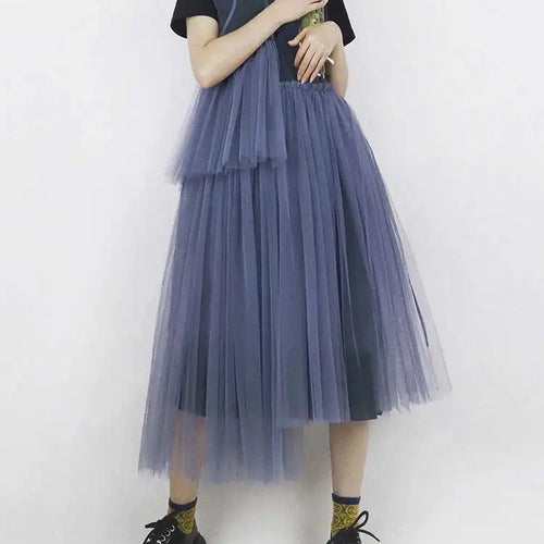 Load image into Gallery viewer, Women Green Mesh Irregular Elegant Dress New Round Neck Sleeveless Loose Fit Fashion Tide Spring Summer 2025 1DF9867
