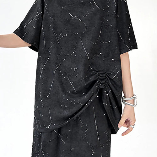 Load image into Gallery viewer, Printed Pleated T-shirt Skirt Two Pieces Suit New Round Neck Short Sleeve Women Fashion Tide Spring Summer 2025 1DJ1161
