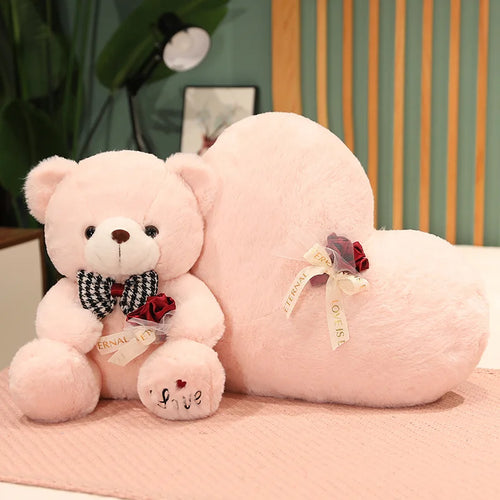 Load image into Gallery viewer, 35-50cm Kawaii Teddy Bear Plush Stuffed Animal Doll Pillow Rose Bow Tie Accessories Dress Up Valentine&#39;s Day Girlfriend Gifts
