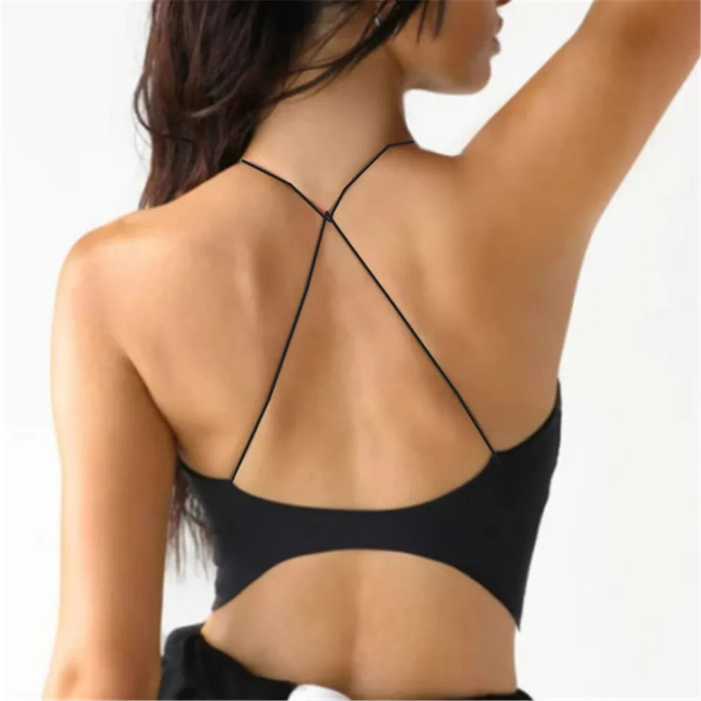 Pad Spandex Nylon Sport Bras Women Sports Bra Gym Gym Fitness Push Up Tank Top Women Cross Yoga Ballet Dance Underwear