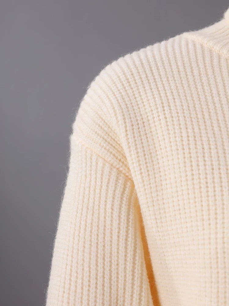 Women Orange Knitting Long Slit Big Size Dress New Turtleneck Long Sleeve Loose Fit Fashion Spring Autumn 2025 1DE5886