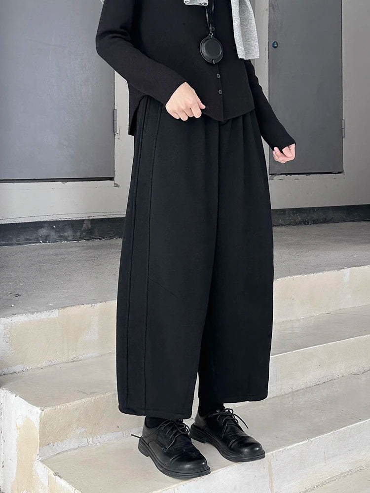 High Elastic Waist Gray Brief Shaped Thick Wide Leg Pants New Trousers Women Fashion Tide Autumn Winter 2025 1DH9205