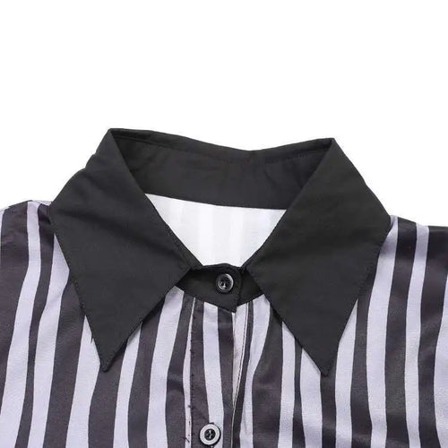 Load image into Gallery viewer, Women Black Striped Color-block Big Size Midi Shirt Dress New Lapel Long Sleeve Fashion Tide Spring Autumn 2025 1DD0068
