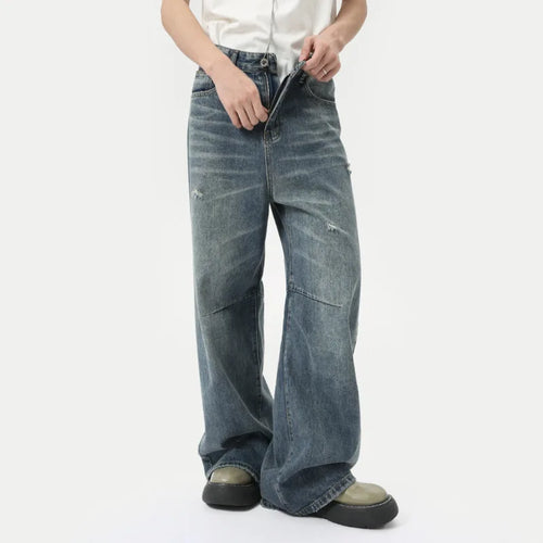 Load image into Gallery viewer, American Style Men&#39;s Denim Pants Washing Fashion Loose Men&#39;s Straight Trousers Casual Wide Leg Jeans Summer 9C6303
