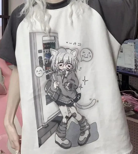 Streetwear T Shirt Women Japanese Sweet Anime Print Oversized Tops Long Sleeve Casual Tees Fashion Y2k Tshirts 2023 Ropa Mujer