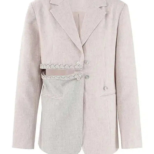 Load image into Gallery viewer, Women Apricot Hollow Out Color-block Elegant Blazer New Lapel Long Sleeve Jacket Fashion Tide Spring Autumn 2025 CPDB238
