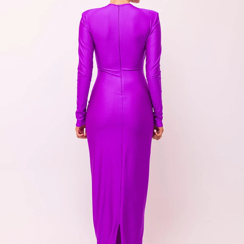 Load image into Gallery viewer, Hollow Out Long Sleeve Sexy Maxi Dress For Women Gown Fashion Solid Bodycon Ruched Club Evening Elegant Long Dress
