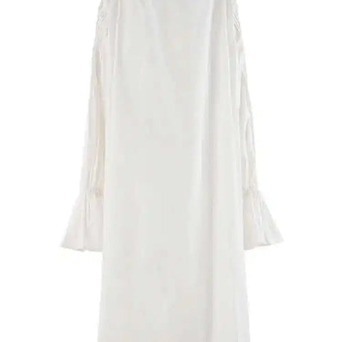 Load image into Gallery viewer, Women White Big Size Elegant Shirt Dress New Stand Collar Long Flare Sleeve Fashion Tide Spring Autumn 2025 CPDB216
