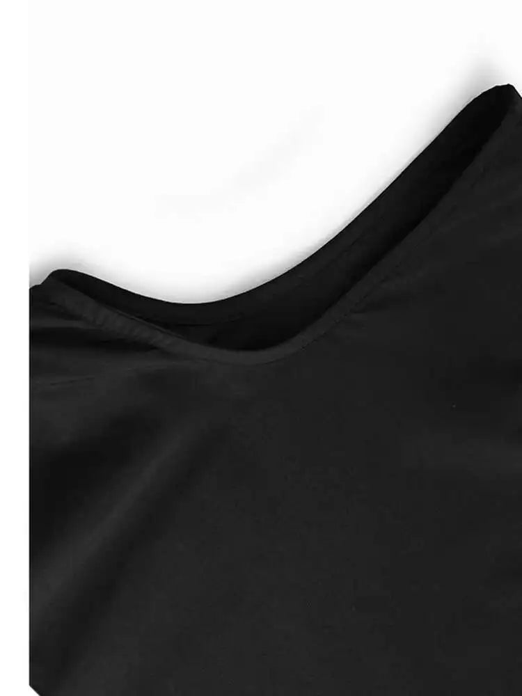 Women Black Irregular Drawstring Big Size Long Dress New Round Neck Sleeveless Fashion Tide Spring Summer 2025 1DH6574