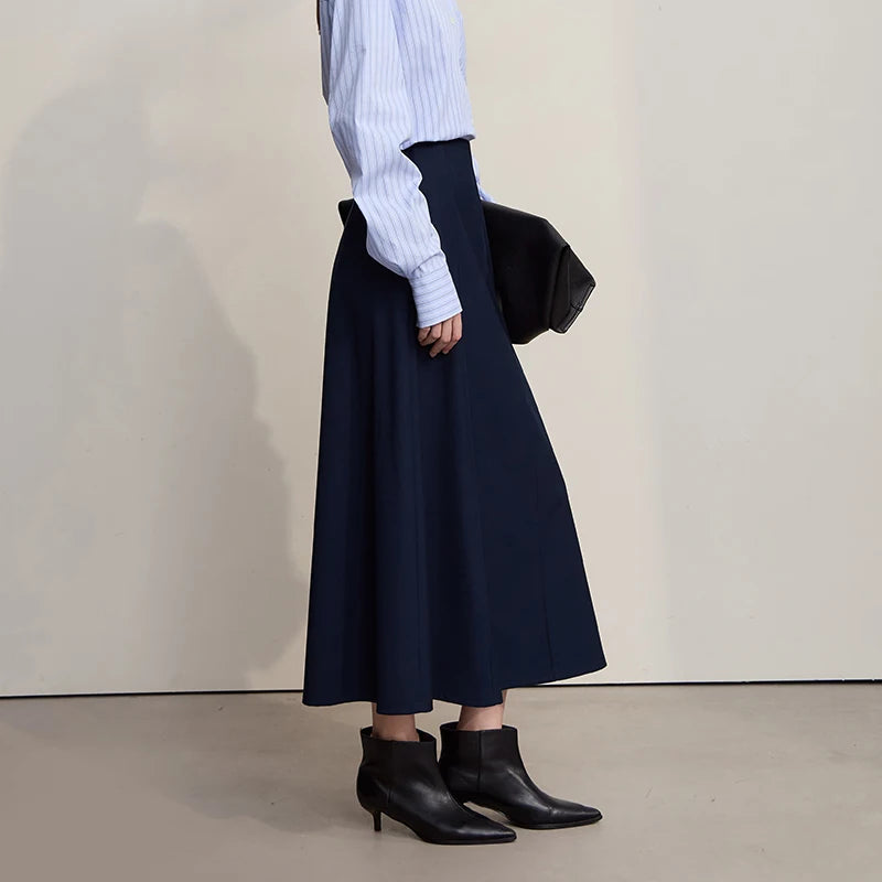 Women's Skirt 2025 Autumn New Minimalist Solid Color Loose Skirts For Women Medium To Long Versatile A-shaped Skirt12524019