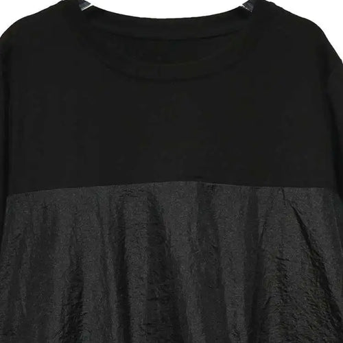 Load image into Gallery viewer, Women Black Drawstring Pocket Big Size Midi Dress New Round Neck Shhort Sleeve Fashion Tide Spring Summer 2025 1DJ0773
