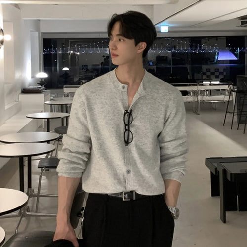 Load image into Gallery viewer, Men's Sweater Knitted Cardigan New Korean Style Solid Color Round Neck Trendy Single Breasted Male Casual Top 9W1815
