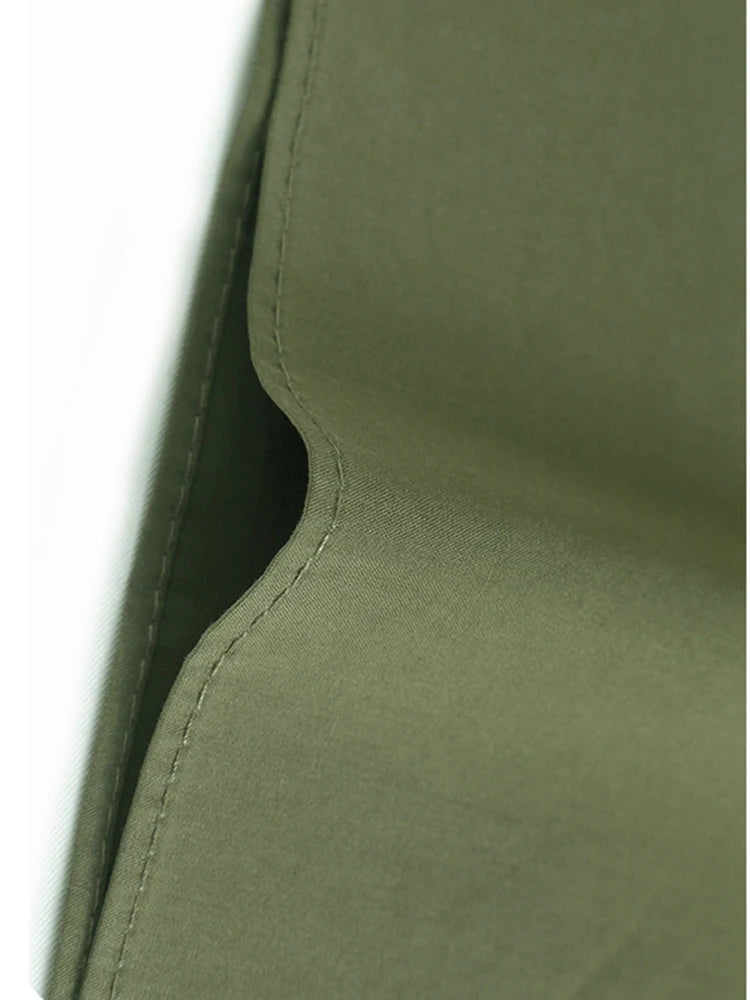 Women Green Big Size Elegant Knee-Length Shirt Dress New Stand Collar Long Sleeve Fashion Tide Spring Autumn 2025 1DJ0928